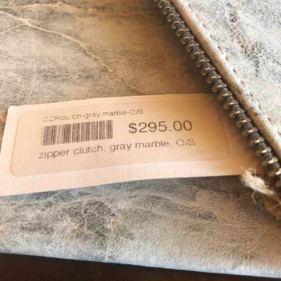 COASTAL ROAD -🎉HP🎉 Gray Marble Custom-Made Leather Zipper-Accent Envelope Clutch - Picture 8 of 15